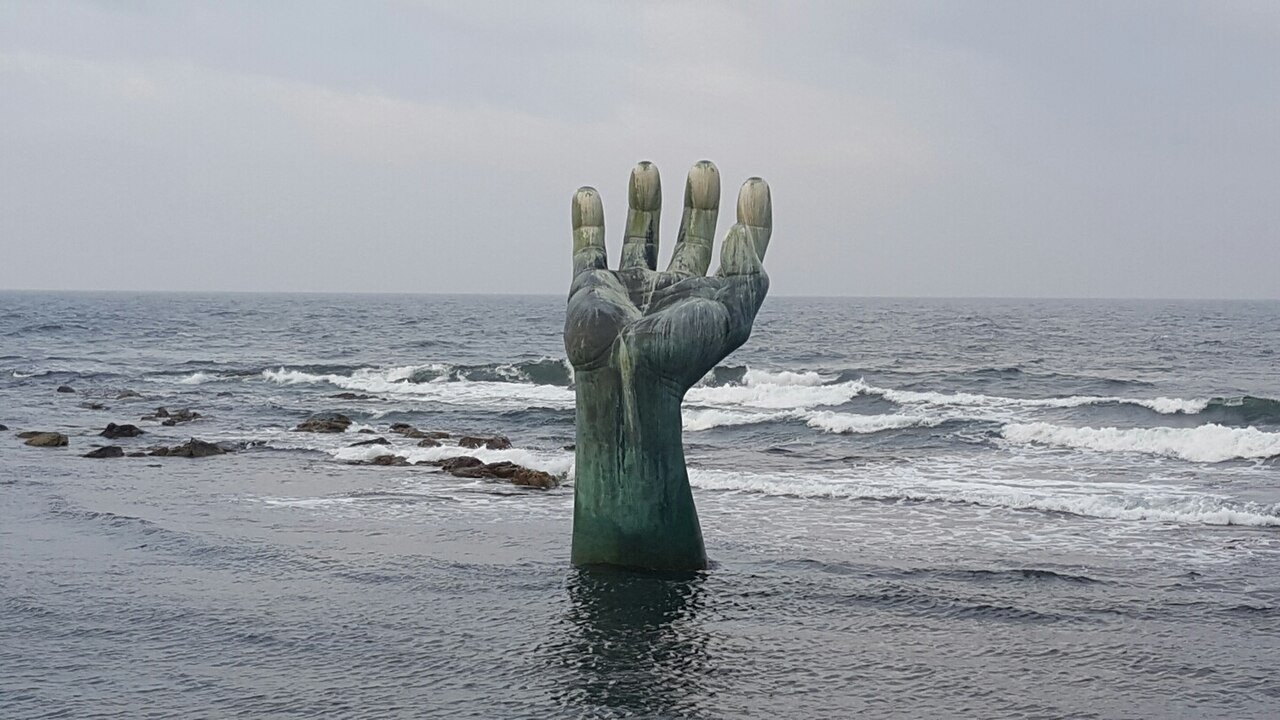 Sangsaeng’s Hand sea sculpture at Homigot, Pohang