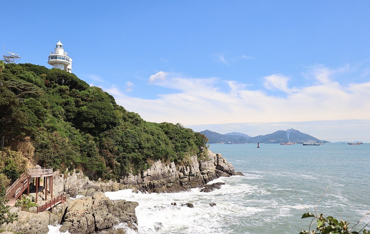 Odongdo island and breakwater viewed from Yeosu